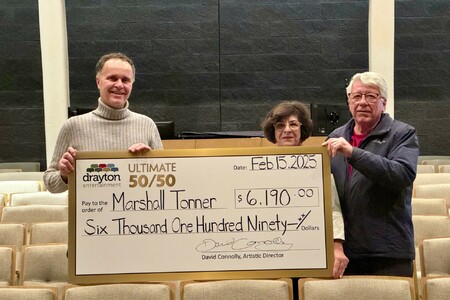 Steven Karcher Presents Cheque to January 50/50 Winner Marshall Tonner